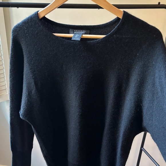 Tahari Black Cashmere Crew Neck Sweater - Picture 3 of 3